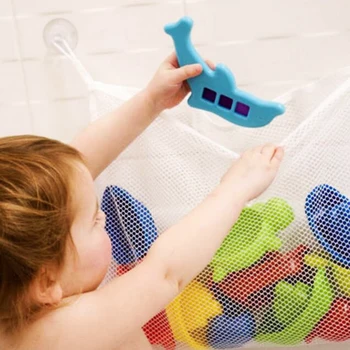 

Baby Children Bathroom Toy Net Mesh Storage Bag Holder Organizer Things Tidy Bath Toy Organizer Basket for Toys With Suction 3