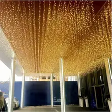 3,5 м Рождество светодиодный занавес сосулька струнный свет droop 0,4-0,6 м светодиодный вечерние садовые сцены Открытый водонепроницаемый декоративный Сказочный свет