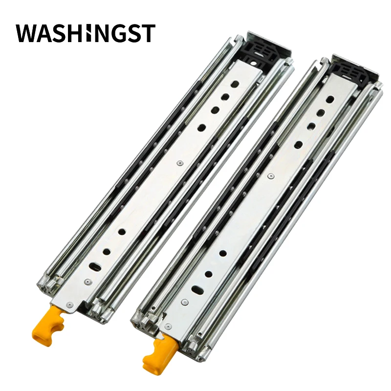 WASHINGST Industrial Ultra Heavy Duty Drawer Slides With Lock Three Fold Full Extension  Ball Bearing