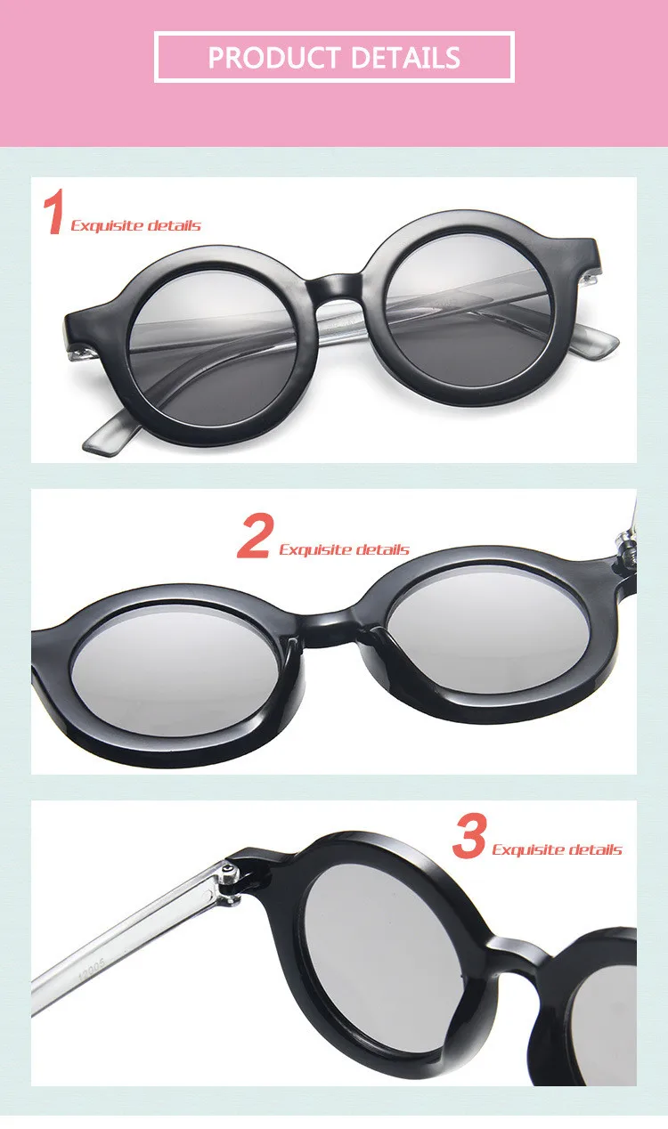 Новые детские круглые солнцезащитные очки, винтажные пластиковые милые детские солнцезащитные очки для девочек и мальчиков, оправа, аксессуары для очков