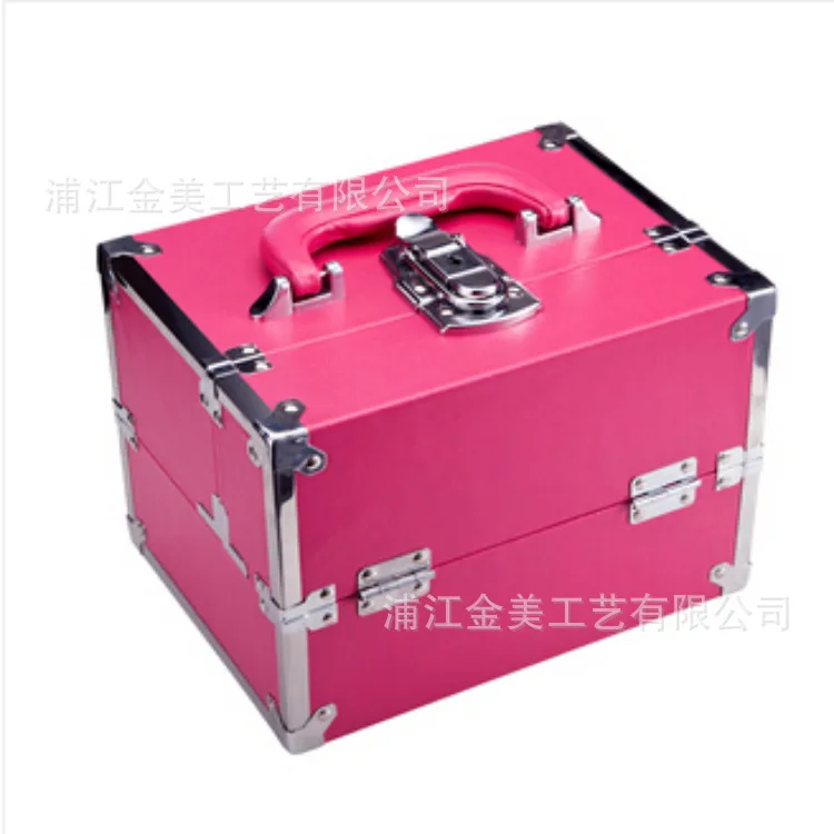 

High Quality New Style Cosmetic Case Pu Aluminium Alloy Covered Edge Storage Box New Style PU Jewelry Box
