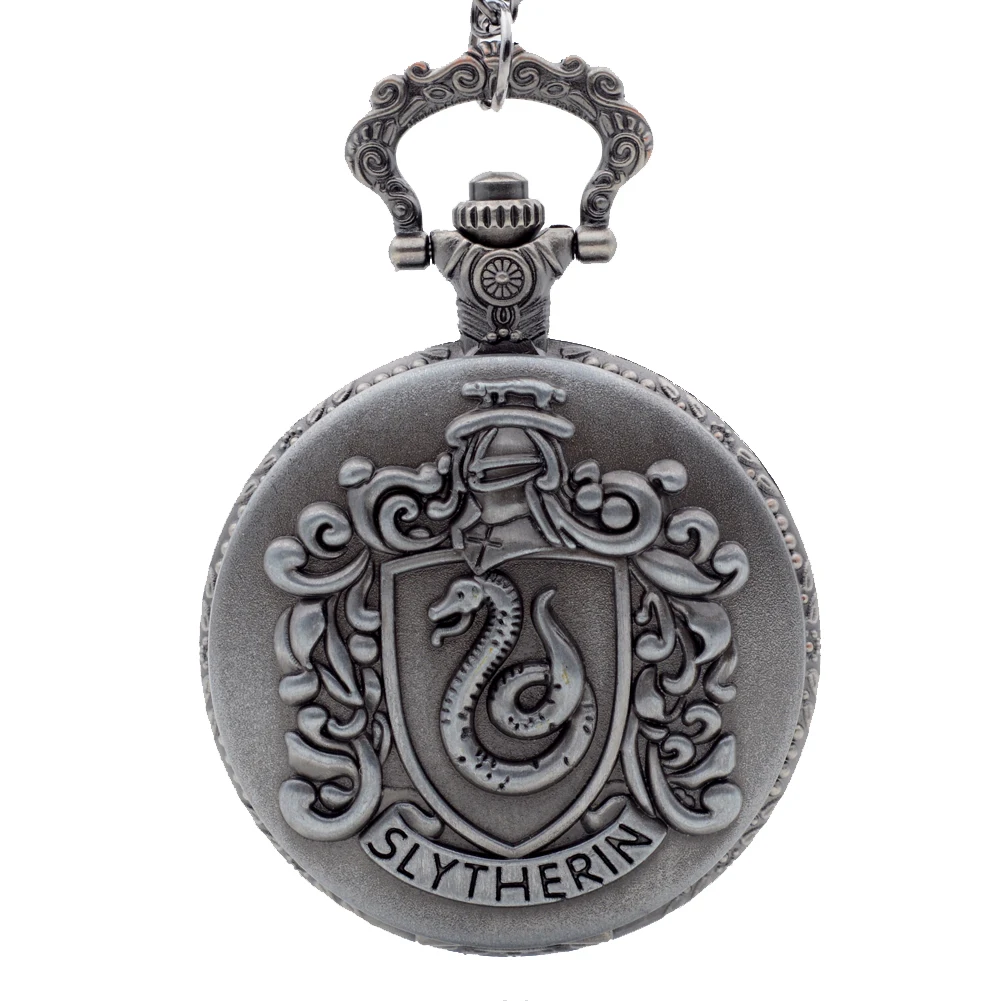 Silver Grey White D Новая мода hp Snake Slytherin Хогвартс колледж цветной циферблат кварцевые карманные часы Аналоговые в виде кулона ожерелье Мужские Женские часы Reloj - Цвет: Silver Grey White D