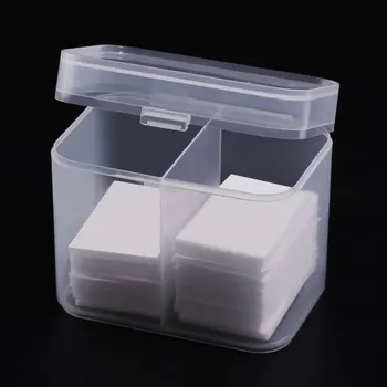 

2 Grid Clear Plastic Storage Box With Lid Unloading Cotton Manicure Tool Wash Towel Storage Box Nail Pen Container Organizer