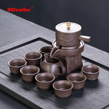 

Purple clay stone grinding semi-automatic Tea Set,creative Kung Fu tea Hot sales of tea set.Creative Tea ceremony supplies