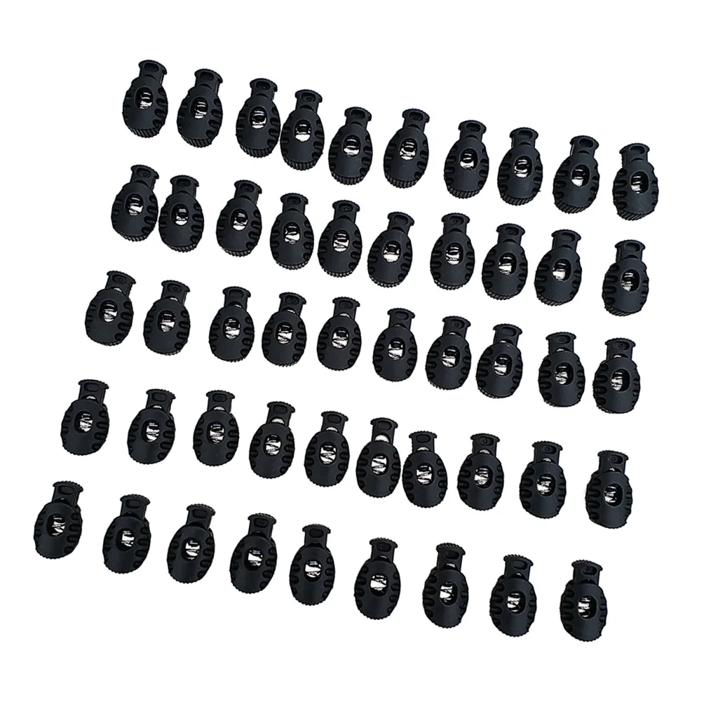 10/50 Pcs/pack Single Hole Cord Lock with Spring Load Plastic Spring Toggle Stopper Cord Rope End Locks for Drawstrings 