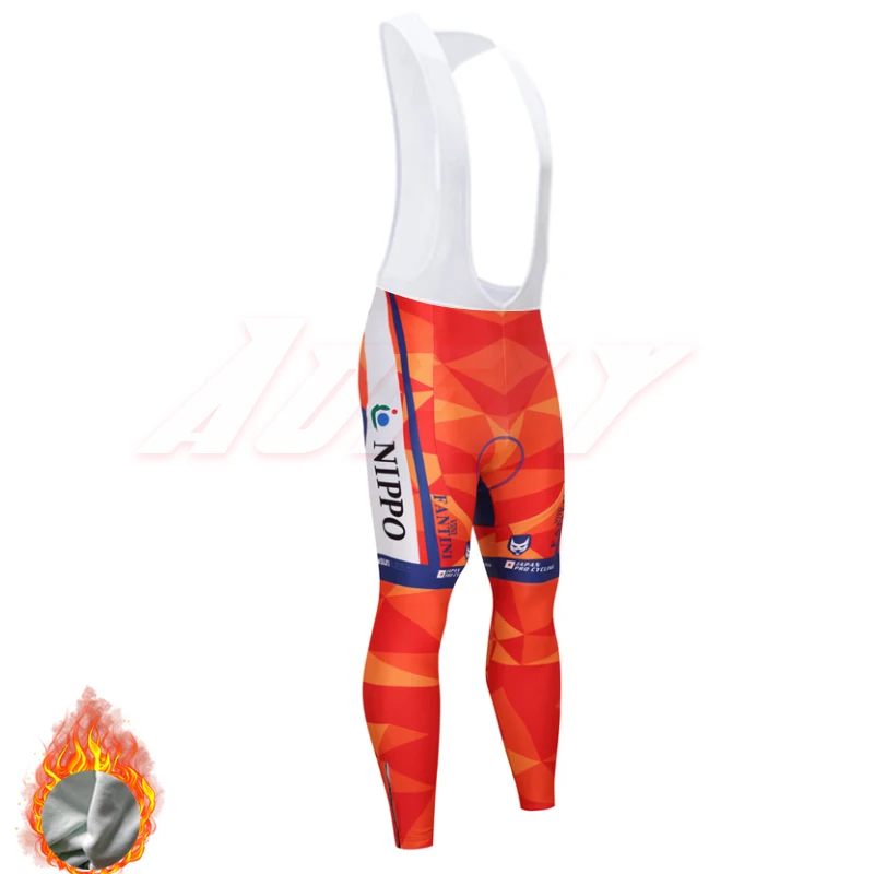 White strap Новая команда VINI Велоспорт Джерси нагрудники брюки комплект Ropa Ciclismo зима тепловой флис pro велосипедная куртка Майо синий градиент оранжевый - Цвет: White strap