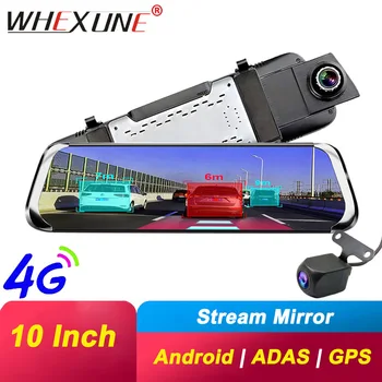 

WHEXUNE 10" Car Mirror Video Camera 4G Android GPS Navigation ADAS FHD 1080P Dual Dash Cam Rearview Mirror WiFi Car DVR Recorder