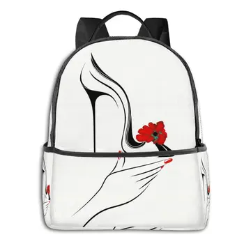 

2020 Hot Sale Unisex Hand Holding High Heel Shoe With Decorative Flower Backpack New Trend Teenager Couples Back Pack Travel Bag