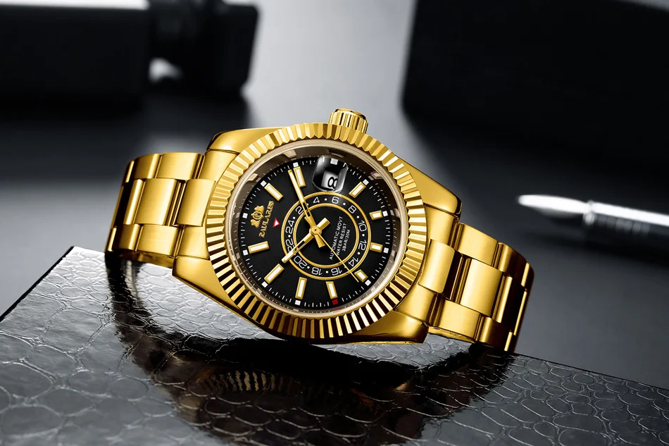 Cinturino meccanico automatico a carica automatica in acciaio inossidabile oro rosa argento blu data lusso cielo 40 mm da uomo_voghion.com