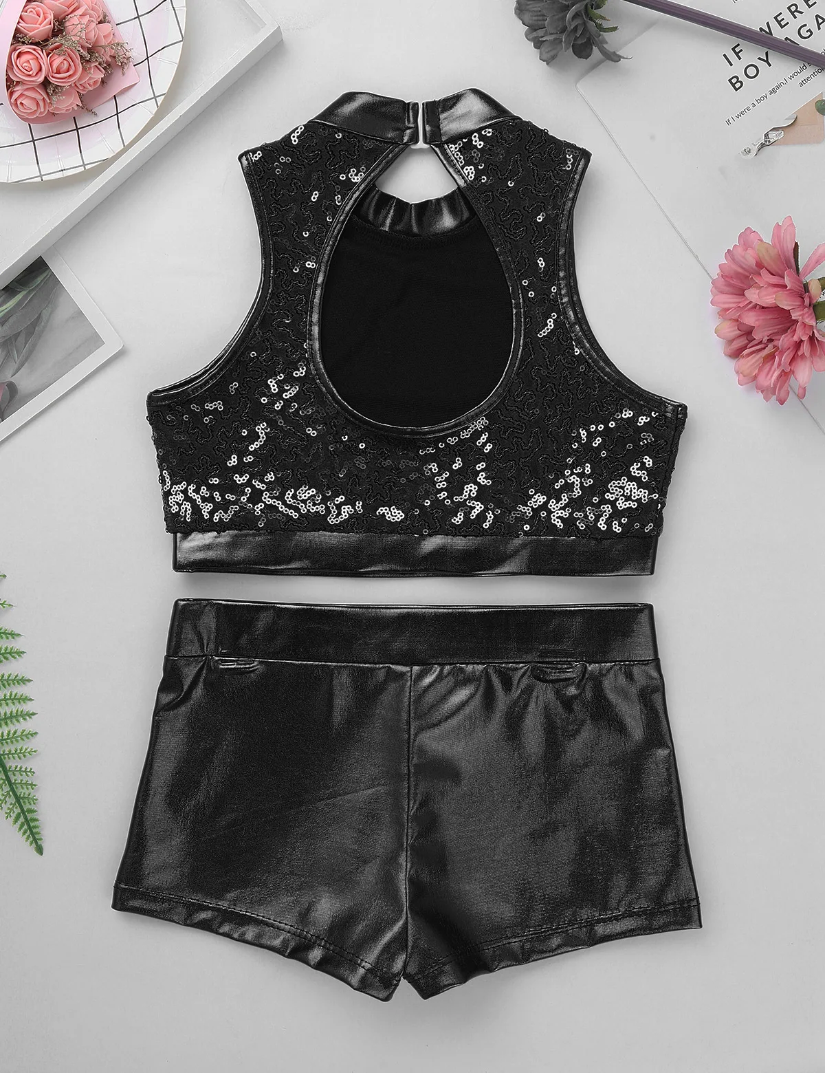 Sequins Kids Girls Jazz Dance Costumes Ballet Gymnastics Leotard Shorts Set for Birthday Gift Ballet Class Performance Clothes Sequins Kids Girls Jazz Dance Costumes Ballet Gymnastics Leotard Shorts Set for Birthday Gift Ballet Class Performance Clothes