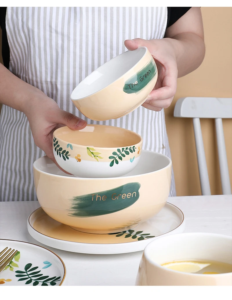 Нордический Творческий листовой керамический Обеденный набор, круглые Тарелки и блюда, обеденные тарелки, посуда, чаша для завтрака, товары для дома, кухни