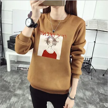 

IT IS TREND Print Women Hoodie Spring Autumn Winter Long Sleeve Round Neck Women's Sweatshirt Thick Fleece Women Tracksuit