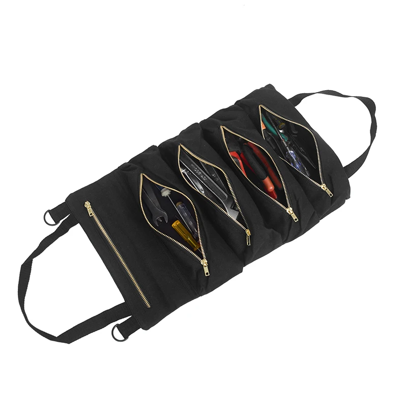 

Multi-purpose Canvas Tool Roll Bag Wrench Storage Carrier Car Back Seat Organize Home Garden Supplies