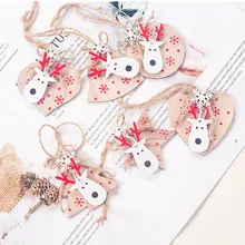 6 шт./лот Новогоднее натуральное рождественское Лось Деревянная Рождественская елка украшение Noel Рождественское украшение для дома деревянная подвеска подарок