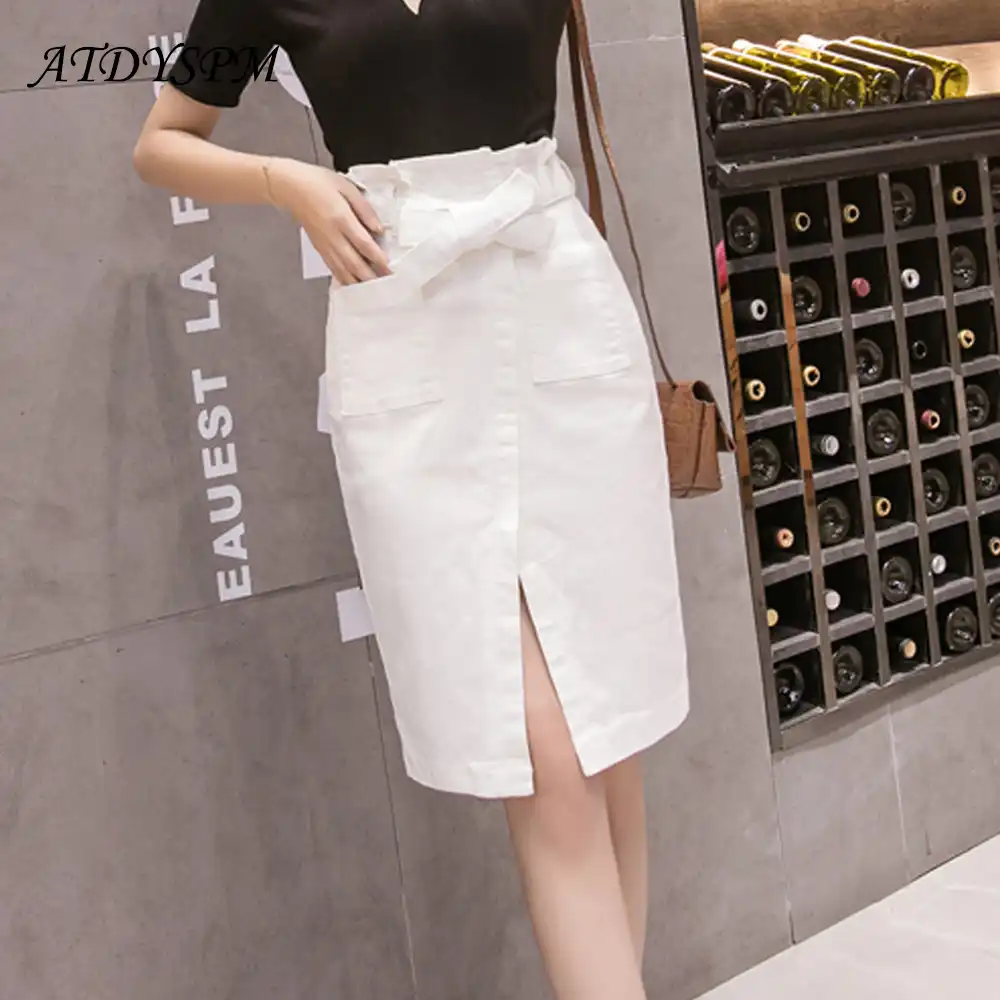 ladies midi denim skirt