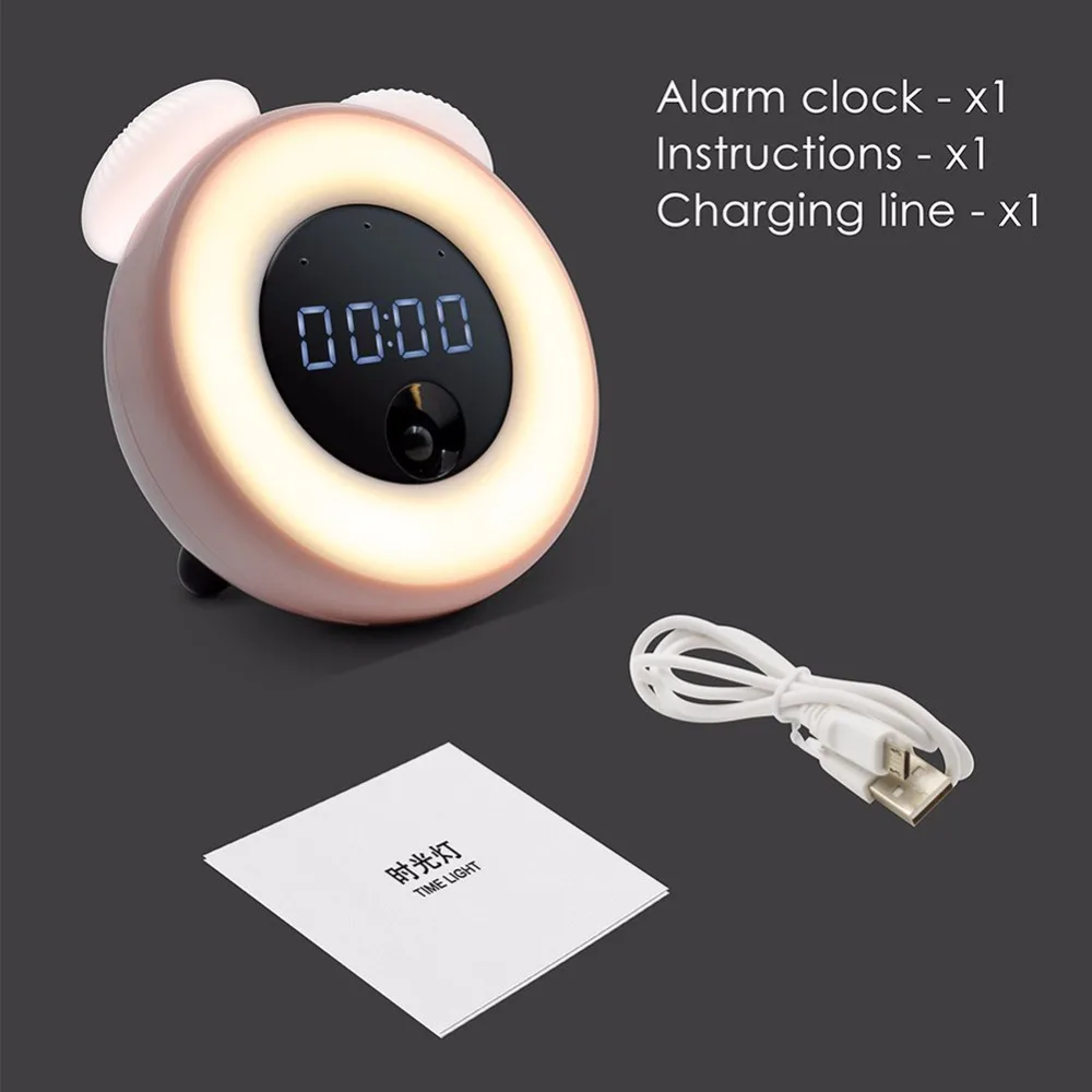 USB Charging Alarm Mushroom Light Smart Timing Sleep Bedroom Bedside Table Lamp Creative Energy Saving LED Time Lamp