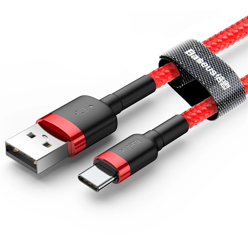 Baseus usb type-C кабель для samsung S8 Note 8 провод для зарядки Quick Charge 3,0 USB C кабель зарядное устройство для Redmi K20 Pro Кабель type-C Быстрая зарядка USB C провод шнур для зарядки телефона USB C кабель - Цвет: Red