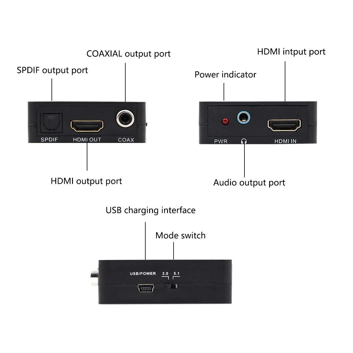  Hdmi Audio Extractor 3.5 Millimetri Aux Hd Splitter Spdif Coassiale Out Hd Converter Decoder 2CH/5.