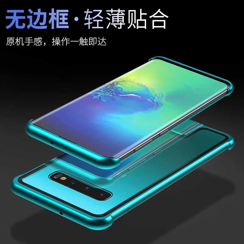 Для samsung Galaxy s 10 Plus чехол Роскошный Алюминиевый металлический бампер рамка Броня защитный чехол из закаленного стекла для телефона крышка