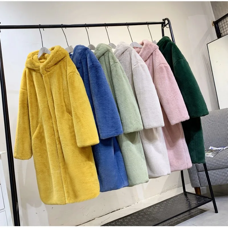 

MONMOIRA 2019 Winter Solid Hooded Faux Fur Coats Women Oversized Thick Warm Fur Coats And Jackets Ladies Outwear Coats cwf0210-5