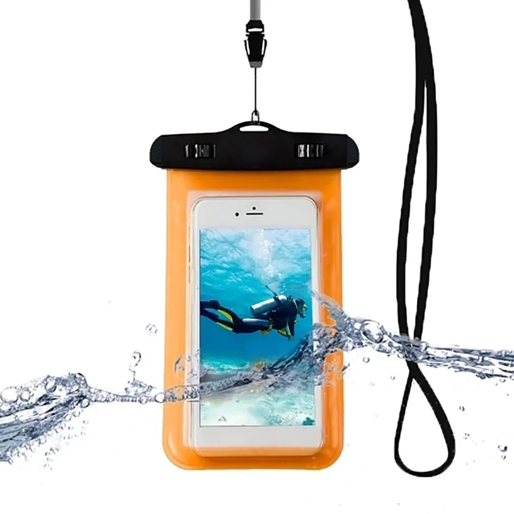 Водонепроницаемый мобильный чехол для телефона для iPhone X Xs Max Xr 8 7 samsung S9 прозрачный ПВХ герметичный подводный сотовый смартфон сухой Чехол - Цвет: Оранжевый