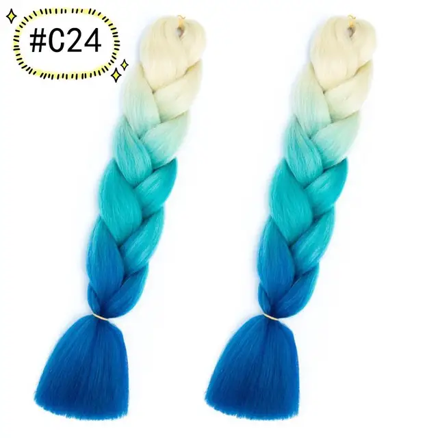 Jumbo Braiding Hair Extensions Kanekalon Braiding Hair 24 Inch Ombre Multiple Tone Colored Synthetic Hair for Women C24