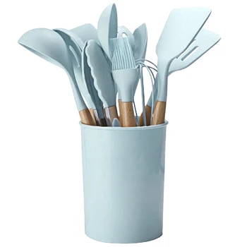 

12pcs Silicone Spatula Cooking Tools Restaurant Tongs Kitchen Utensils Set Home Frying Scratch Proof Serving Spoon Non Stick