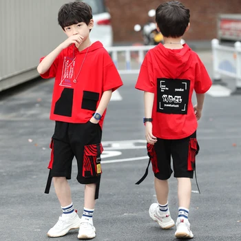 

Cotton Children's Clothing Set Boy Summer Suit Boy Sports Clothes Children Tops + Shorts 4 6 7 8 9 10 12 13 Years Boys Clothes