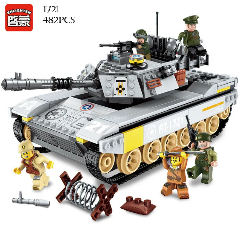  Enlighten 482pcs Building Blocks Military PUBG Figures Battle Sea Force Overload Tank Army Soldier 