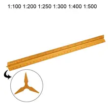 Regla de escala de aleación de aluminio, herramientas de dibujo para ingenieros, de 30cm, Triangular, para estudiantes, color amarillo