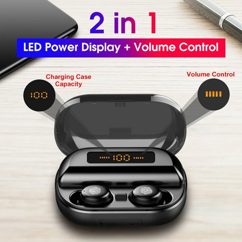 Bluetooth Earphone Led TWS 5.0 Earbuds Smart Waterproof Sport Earphones 8D Stereo HQ Music Wireless Earphones With Power Bank
