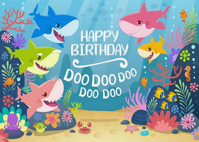 Baby Shark Background Birthday | Baby Shark Backdrop Background - Cartoon  Backgrounds - Aliexpress