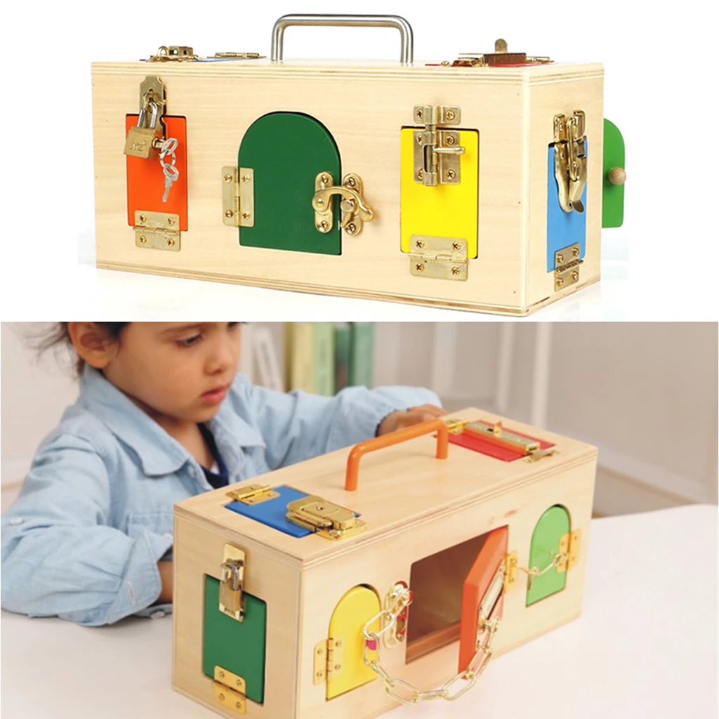 

Child Interesting Montessori Lock Box Kids Educational Preschool Training Toy