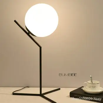 

Nirdic Glass Round Ball Decorative Table Lamp Bedroom Bedside Lamp Desk Lights Modern Minimalist Library Hotel Room Lamp