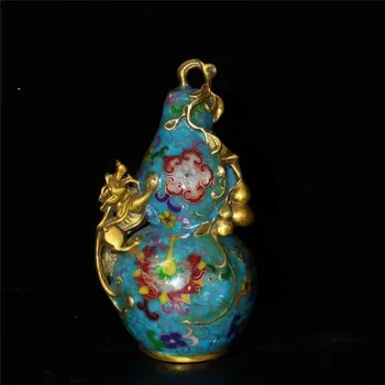 

Chinese Hand-made Bronze Cloisonne Pixiu Gourd Brass Cucurbit Animal Statue Home Feng Shui Decoration