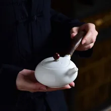 Новая стильная белая фарфоровая ручка из плотной древесины чайник термостойкий чайный набор кунг-фу чайник бытовой Питьевая утварь WSHYUFEI