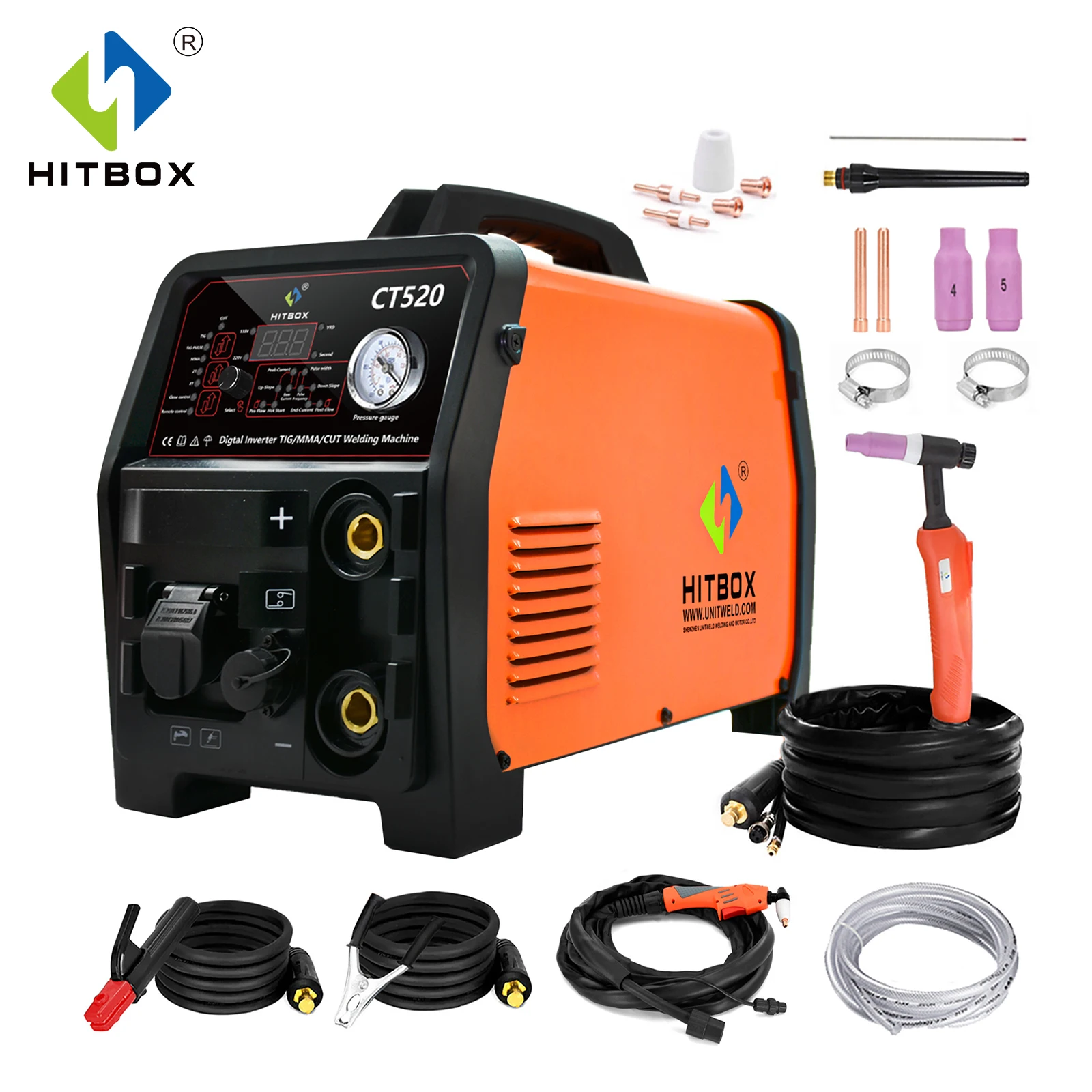 

HITBOX CT-520 CUT TIG Pulse MMA 3in1 Semi-automatic Multi-function Cutting Welding Machine Professional Cutter with Foot Switch
