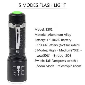 

Portable Mini LED Flashlight 5 Modes Focus Waterproof Flashlight Torch Lamp Led Flashlight Powerful Flashlight