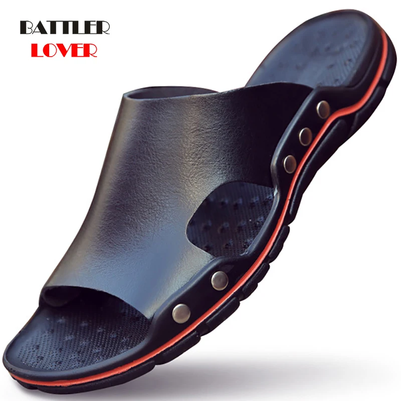 Suecos unisex para primavera y verano, zapatillas con suela blanda de PVC, antideslizante y cubierta de cuero genuino de vaca, diseño a la moda, para uso al aire libre
