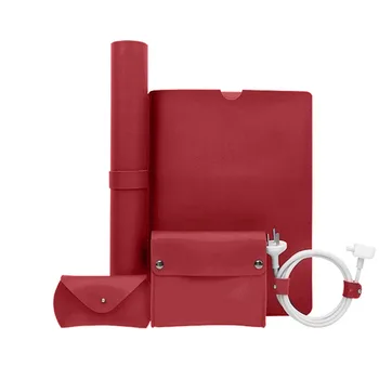 

13.3in Desk Pad Office Storage Organization Laptop Bag Accessories Kit Portable Home Artificial Leather 5 In 1 For Macbook Pro