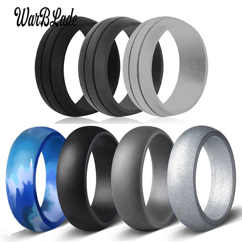 WBL 6-12 Size Hypoallergenic Crossfit Flexible Rubber Rings 8mmSilicone Finger Ring For Men Women Wedding Jewelry Gift 7pcs/set | Украшения