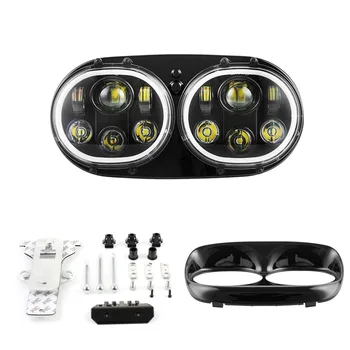 

5.75" Dual LED Motorcycle Headlight Projector Headlamp Hi/Lo Beam with DRL Halo for Road Glide 2004-2013
