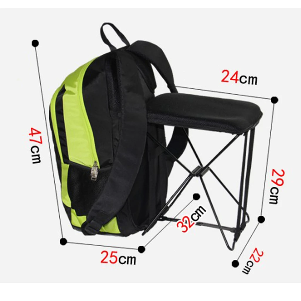 47L Lightweight Outdoor Travel Backpack with Back Built-in Folding Chair Travel Rucksack Outdoor Sports Climbing Bag