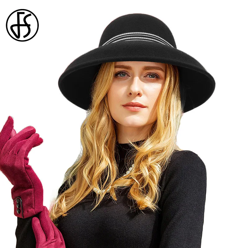 black wool cloche hat