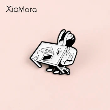 

I Am Tired Of Working ! Office Girl Lift the table Enamel Pins Shirt Meme Funny Badge Depressed Jewelry Gifts Brooches Lapel Pin