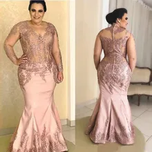 Elegant Dress Women For Wedding Party Lace Mermaid Long Sleeves Mother Of Bride Plus Size Women Formal Dress robe mariage femme