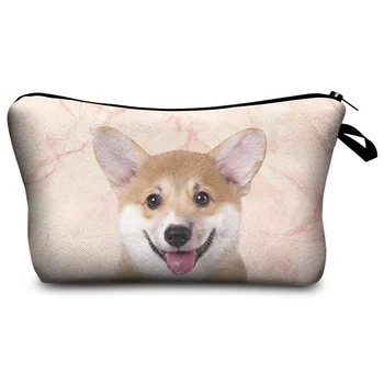 

Corgi Cosmetic Bag Print Women Brand makeup bags Cute bag headset candy Cosmetic printing Collection Casual men zipper letter