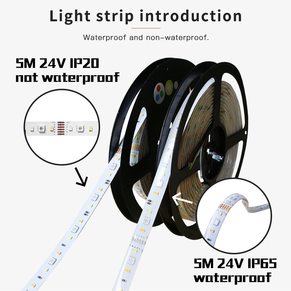 GLEDOPTO RGB+CCT White LED strip Light RGB WW/CW DC24V 5m IP65 Waterproof IP20 Not Waterproof RGB Light SMD 5050 SMD 2835