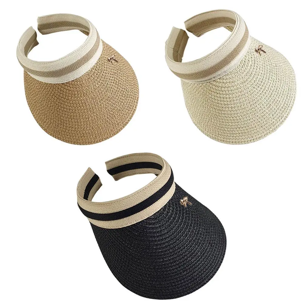 

2020 Summer New Women's Sun Hats Handmade DIY Straw Bowknot Visor Caps Casual Shade Hat Empty Top Fashion Beach Hat