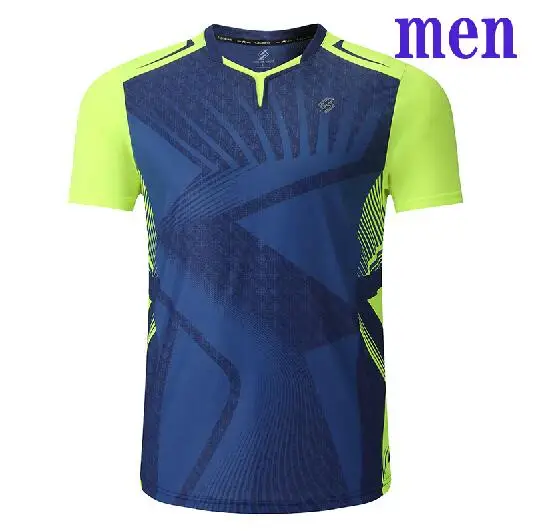 men navy 1 shirt Новая рубашка для бадминтона, Спортивная теннисная рубашка для женщин/мужчин, спортивные футболки для настольного тенниса, одежда для тенниса, сухая рубашка для упражнений 3899AB - Цвет: men navy 1 shirt